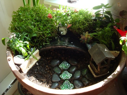 Re-did the fairy garden that mom gave me a couple of years ago